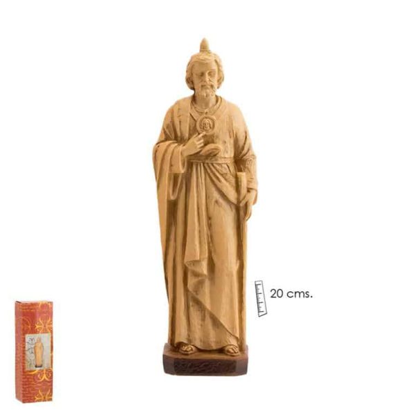 figura san judas tadeo en resina de 20cm efecto madera clara