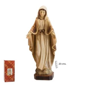 Figura Virgen Milagrosa, efecto madera vieja, varios tamaños