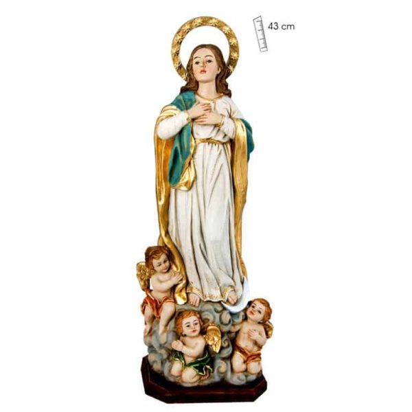 figura de resina pintada de la inmaculada de 44cm