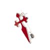 broche con la cruz de santiago hecha en plata plateada y con el interior en color rojo
