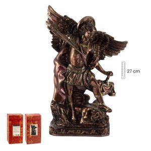 Figura san Miguel arcángel protector, color bronce, 27 cm