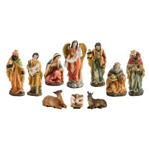 Figura belén, Natividad y Epifanía, 11 piezas en resina pintada, 20 cm