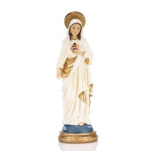 Figura Inmaculado Corazón de María, base azul, 32 cm