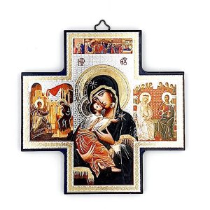 Cruz icono con ternura de la Virgen