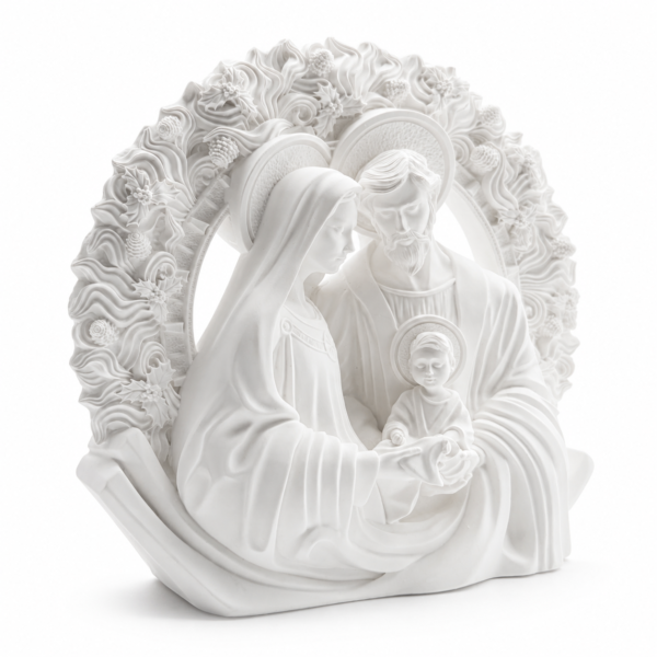 Figura Sagrada Familia resina blanco 12 cm lado 2