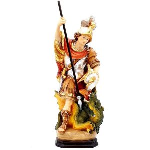 Figura de sant Jordi en talla de fusta, pintada a mà, 15 cm