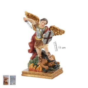 Figura san Miguel arcángel, resina pintada a mano, 11 cm