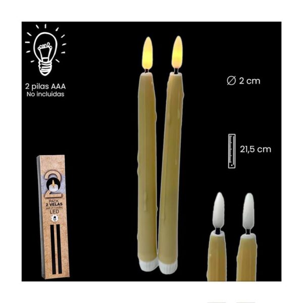 Set de dos velas para procesión con efecto de cera derretida.