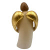 angel guarda con niña detras madera