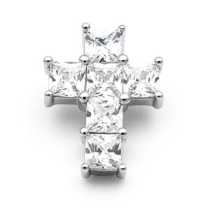 Colgante cruz, circonitas brillantes y plata 925, pequeña