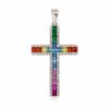 colgante cruz circonitas colores ancha en plata