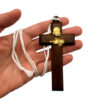 colgante cruz comunion madera dorado mano
