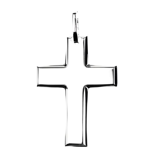 colgante cruz plata biselado ancha