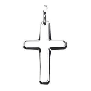 colgante cruz plata contornos marcados