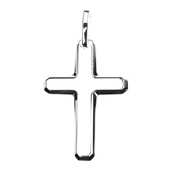 colgante cruz plata contornos marcados