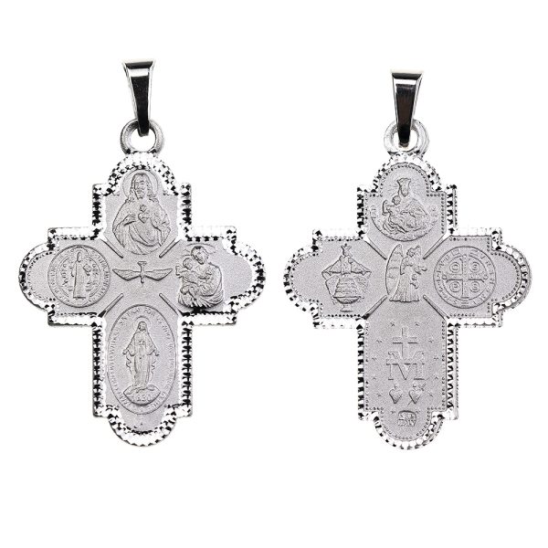 colgante cruz varias devociones plata
