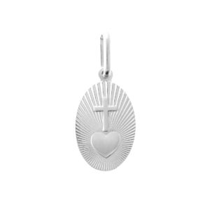 colgante medalla corazon plata