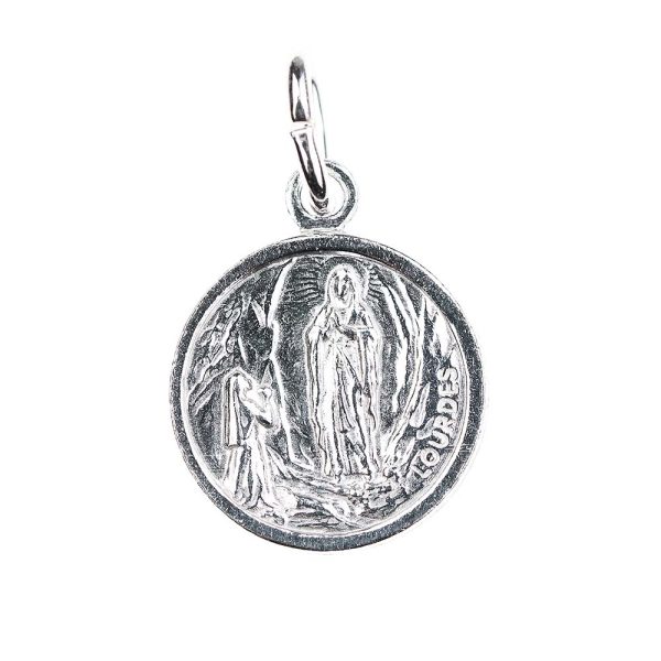 colgante medalla virgen lourdes con inscripcion
