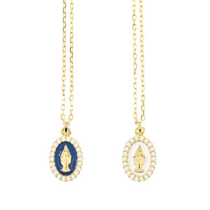 collar baño oro esmalte milagrosa