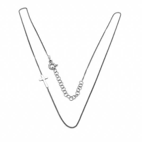 collar cadena con cruz plata