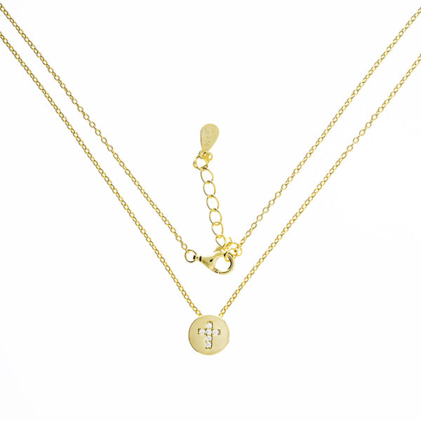 collar medalla cruz circonitas