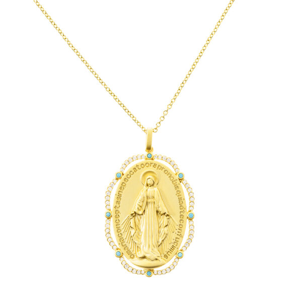 collar milagrosa acero dorado circonitas