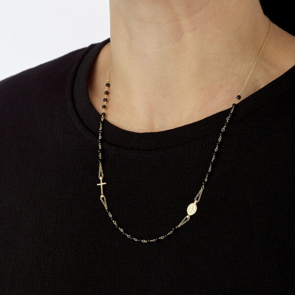 collar oro 18k y cuentas cristal negro modelo