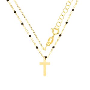 collar plata baño oro esmalte negro