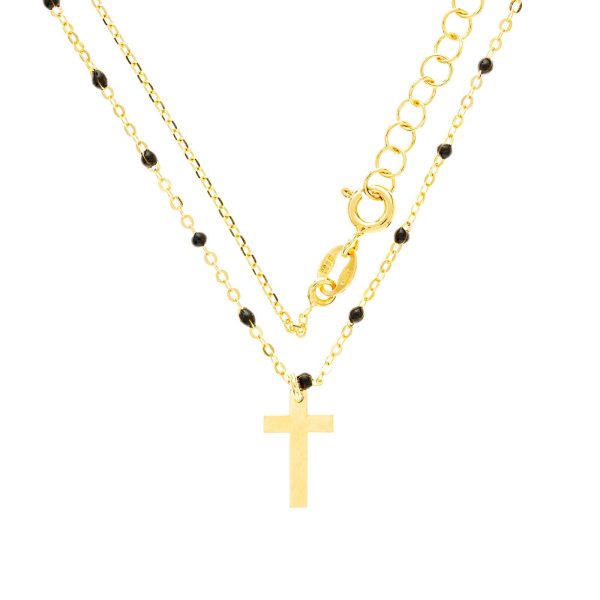 collar plata baño oro esmalte negro