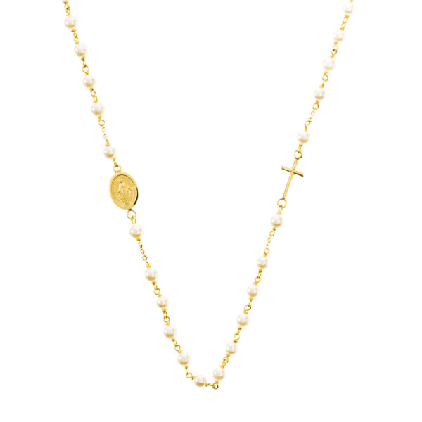 collar rosario oro perlas milagrosa