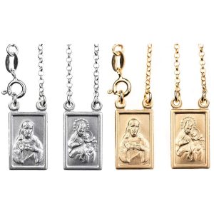 Escapulario collar de estilo tradicional en plata, dos modelos