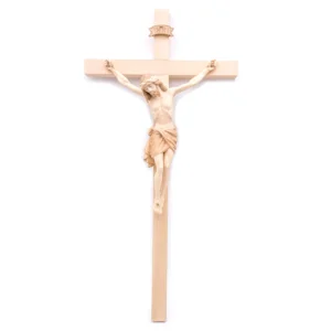 crucifijo en madera de tilo con ceras tierra siena 52 cm