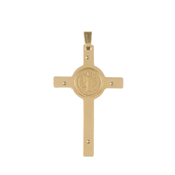 crucifijo grande san benito oro detras