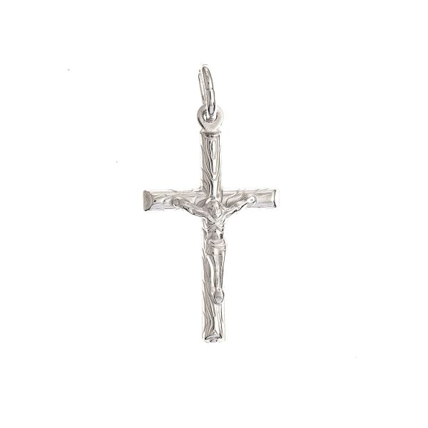crucifijo plata efecto madera