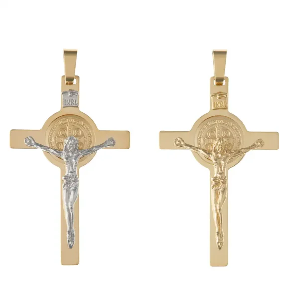 crucifijo san benito oro 18k 2 modelos