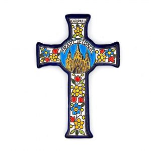 Creu ceràmica amb la imatge de la Catedral de Barcelona