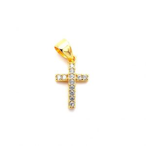 Penjoll creu zirconites brillants, plata 925 i bany d'or