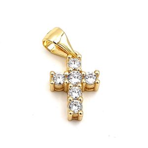 Colgante cruz plata 925, con baño de oro y circonita