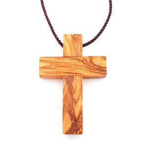 Colgante cruz, madera de olivo con cordón, 4,8 cm