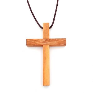 Colgante cruz, madera de olivo con cordón, 6 cm