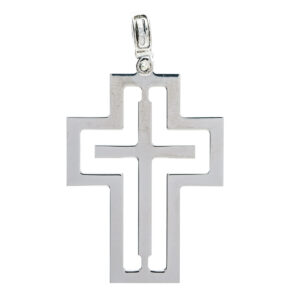 cruz doble calada plata