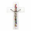 cruz murano flores banda figura cristo plata