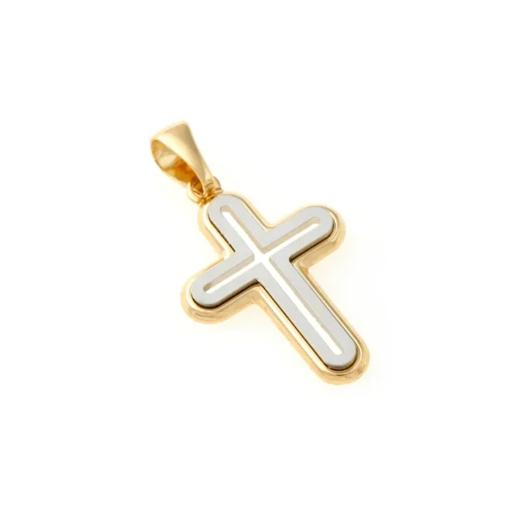 cruz oro 18k y oro blanco