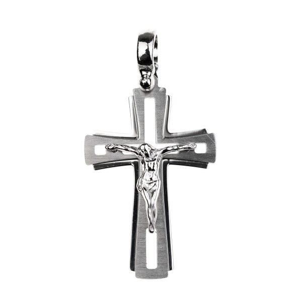 cruz plata calado colgante