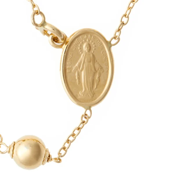 detalle medalla milagrosa verso rosario 18k
