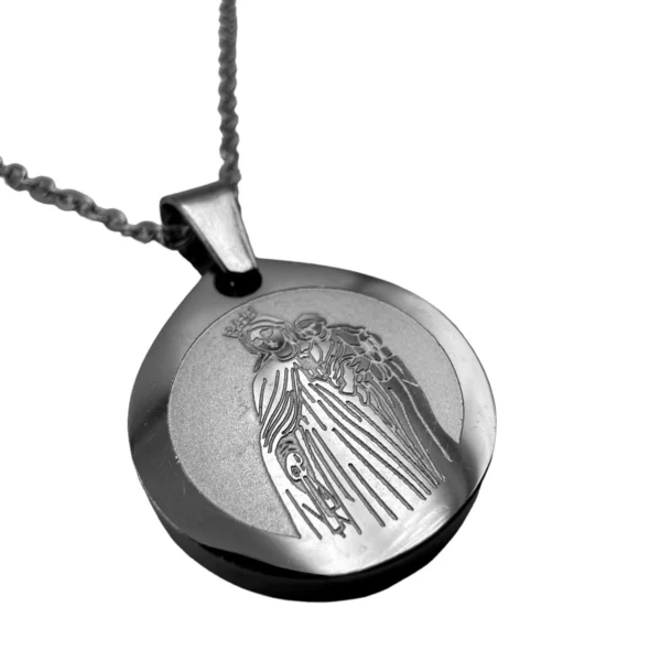 escapulario acero inoxidable virgen del carmen medalla detalle