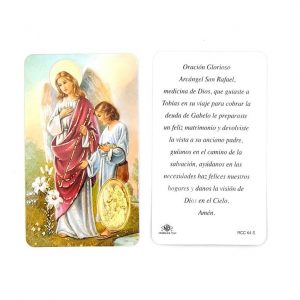 Estampa Arcángel San Rafael con medalla dorada