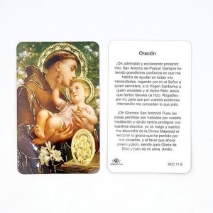 Estampa san Antonio de Pádua, medalla dorada, plastificada y con oración