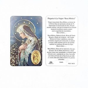 Estampa Virgen Rosa Mística con medalla dorada