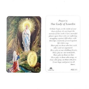 Estampa Virgin of Lourdes con medalla dorada
